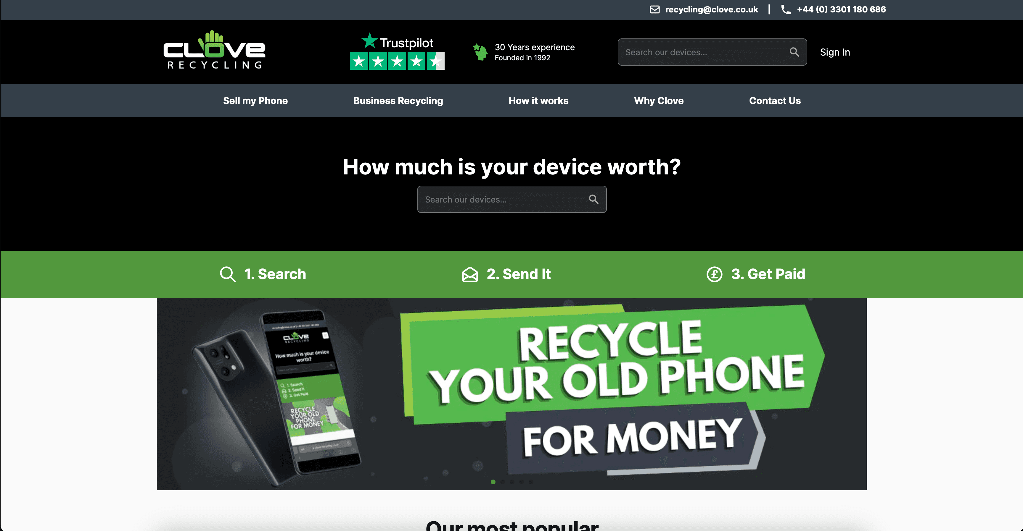 Clove Recycling trade-in storefront