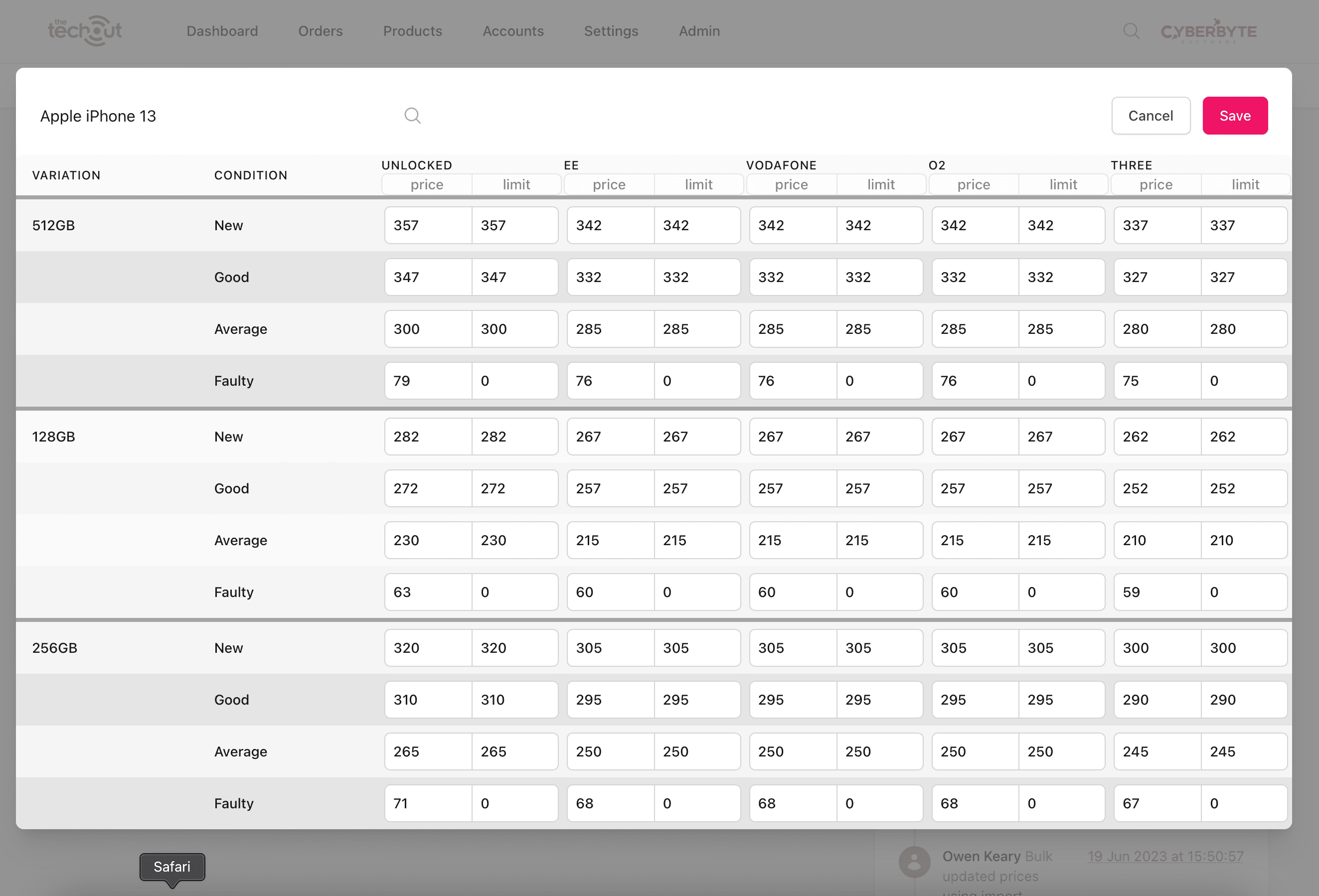 Admin dashboard for recycling merchants